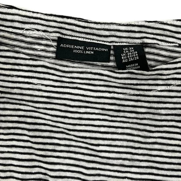 Adrienne Vittadini Striped 100% Linen Top 3X - Picture 5 of 5